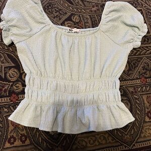 SO Women's Mint Green Smocked Blouse